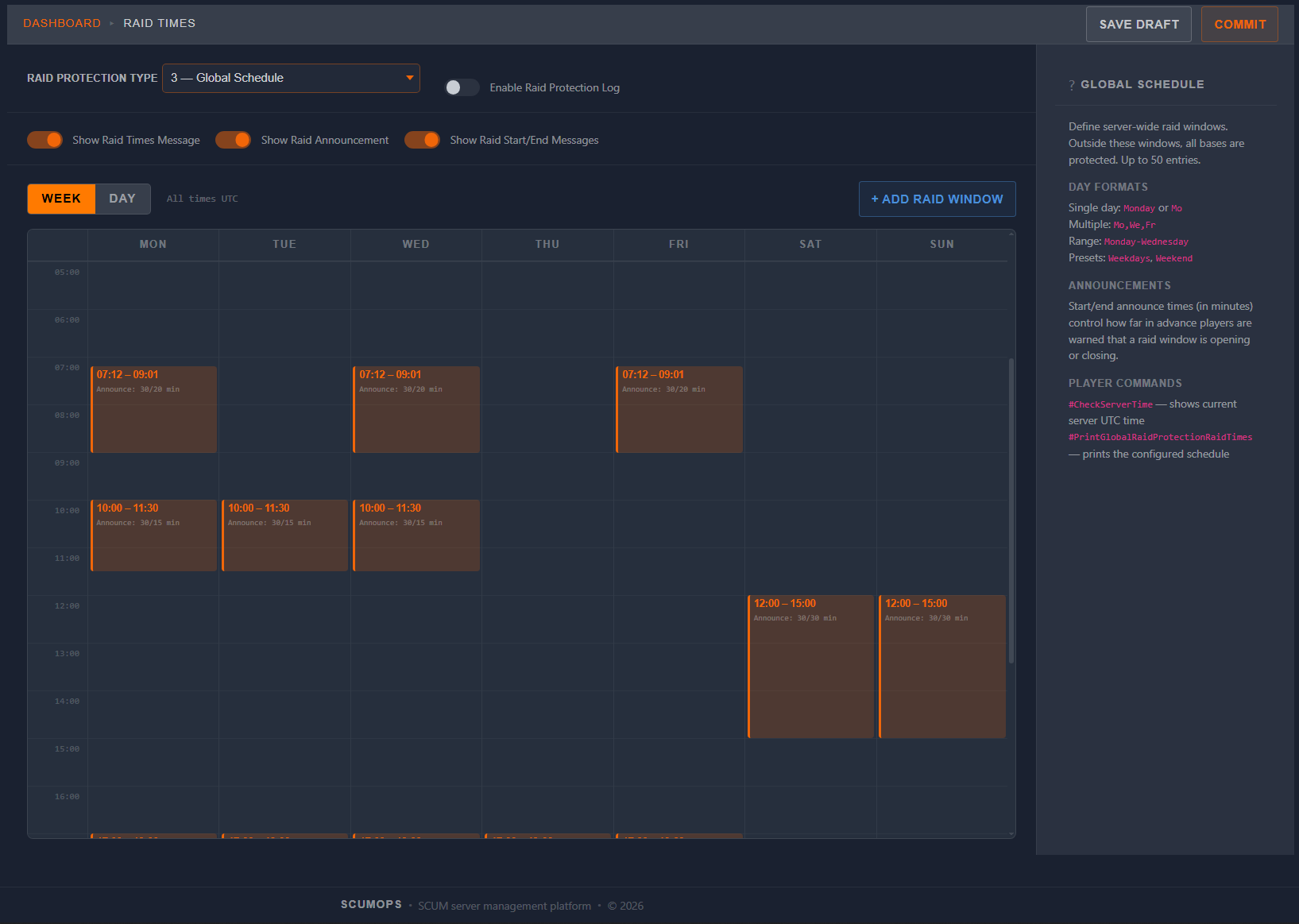 Raid Times Editor