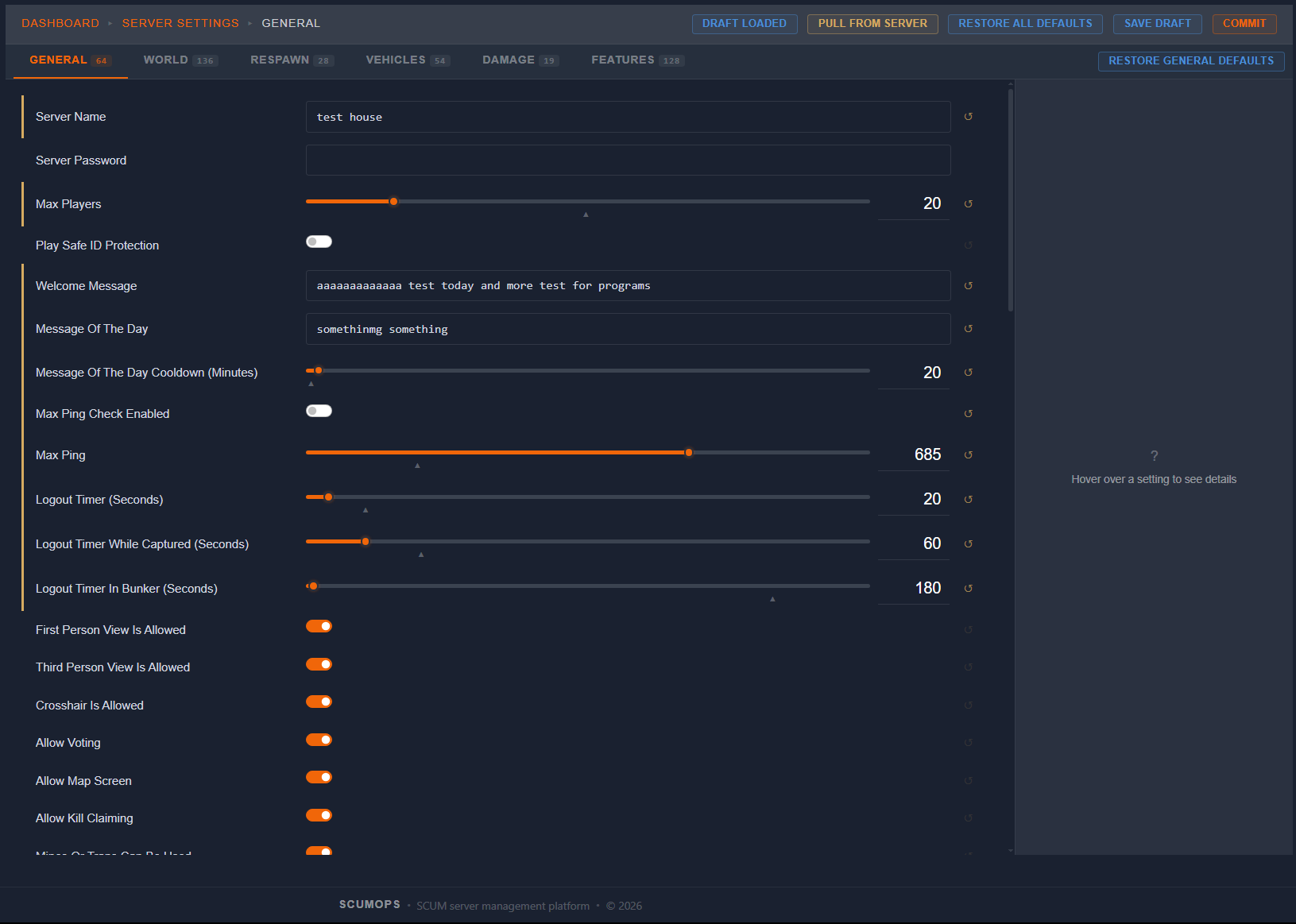 Server Settings